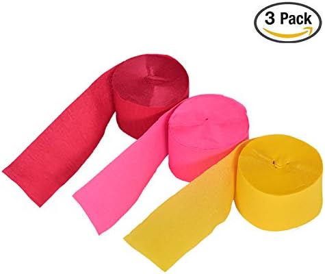 Crepe Paper Streamers for Various Birthday Party,Class Party,Wedding Festival Party,Family Gathering Decorations 1.8 Inch x 82 Feet（3 rolls）