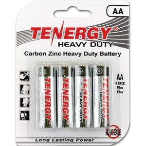 Tenergy AA Pack of 4 Carbon Zink Heavy-Duty Batteries