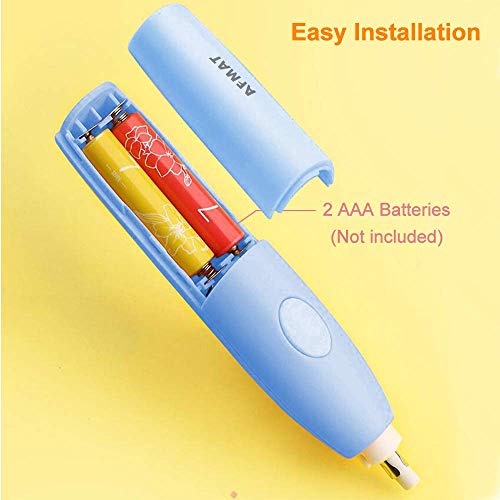 Electric Erasers, Electric Eraser with 140 Refills, Battery Operated Eraser, Electric Eraser Kit for Artists, Art Pencils, Drawing, Painting, Sketching, Drafting, Arts and Crafts-Blue