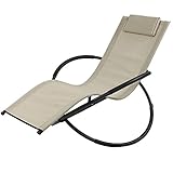 Sunnydaze Orbital Outdoor Folding Zero Gravity Rocking Lounger w/Pillow