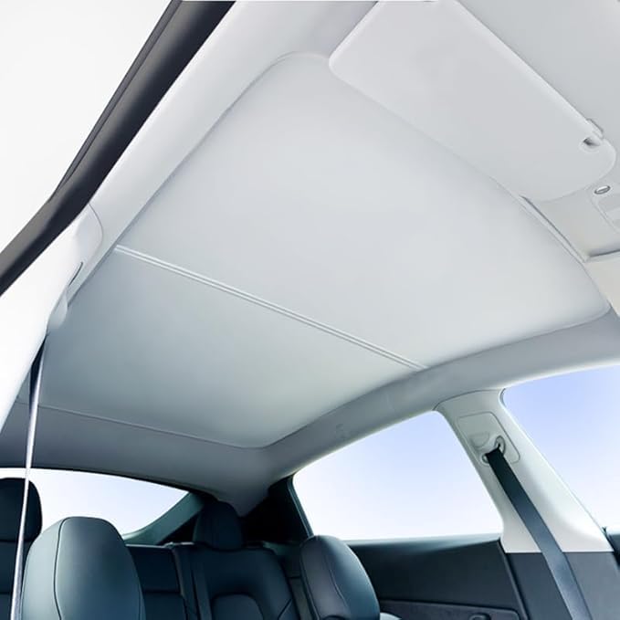 Photo 1 of Tesla Model 3 Sunshade Roof, Foldable Split Design, Glass Roof Sunshades for Model 3 2020-2024, UV Ray Protection Insulation Premium Accessories