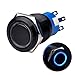 Ulincos Momentary Push Button Switch U19C3 1NO1NC Black Metal Shell with 12V Blue LED Ring Suitable for 19mm 3/4