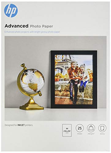 HP Advanced Fotopapier hochglänzend, 250 g/m2, DIN A4, 25 Blatt, weiß