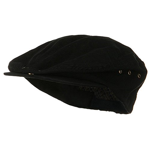 Mens Black Washed Canvas Ivy Ascot Cabbie Cap
