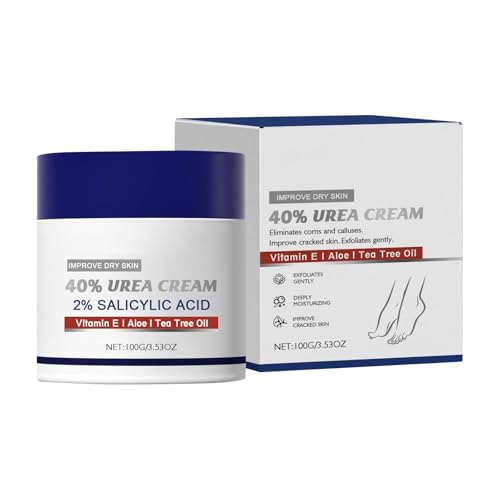 Urea Cream 40% Plus Salicylic Acid 2%, Urea Cream 40 Percent for Feet Maximum Strength, Foot Cream for Dry Cracked Heels and Feet (100G)