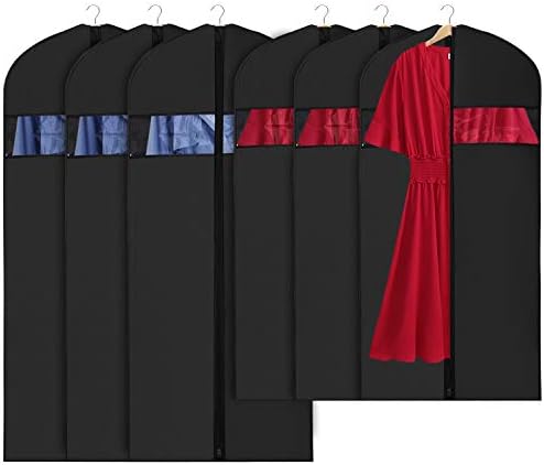 Univivi Hanging Garment Bags Suit Bag for Storage and Travel 40/50 inch,(set of 6) Anti-Moth Protector, Washable Suit Cover for T-Shirt, Jacket, Suits, Dresses, Coats, [Upgraded Version]