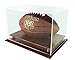 DECOMIL - UV Protection Football Display Case Holder, ALL 4 sides visible, Solid Wood Base - Cherry Finish