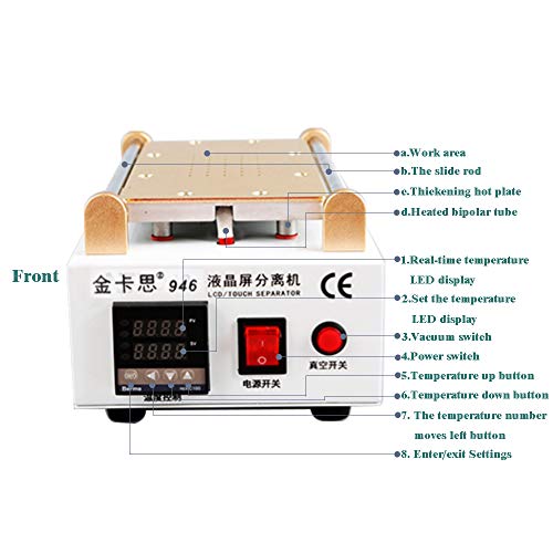 Kaisi Phone Screen Separator Machine, Professional 7-in Cell Phone Screen Repair Tool Touch Screen Digitizer Removal Cell Phone LCD Glass Plate Build-in Pump Vacuum Repair LCD Screen for Smart Mobile - Thumbnail 2