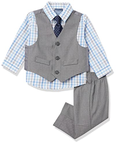 Nautica Baby Boys 4-Piece Vest Set with Dress Shirt, Pants, Tie and Toddler Sui…