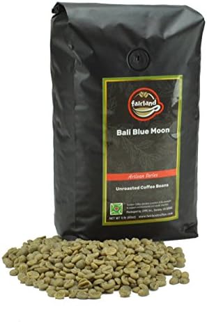 Fairland Coffee, Bali Blue Moon Rain Forest Alliance Green Unroasted Whole Coffee Beans, 5-Pound Bag