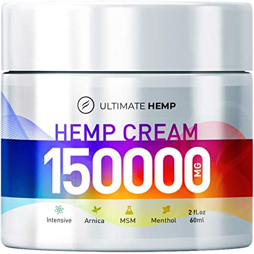 Hemp Ultimate Pain Relief Cream 150000 - Relieves Muscle, Joint Pain, Lower Back Pain, Knees, and Fingers - Inflammation - Hemp Extract Remedy - Hemp Oil with MSM - Arnica 2oz
