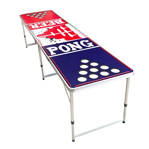 LED Lights Beer Pong Table with Holes for Cups 8' Aluminum Portable Adjustable Folding Indoor Outdoor Tailgate Drinking Party Game Squad Sink IT Drink IT 15