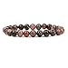 Amandastone Natural Matrix Rhodonite Gemstone 8mm Round Beads Stretch Bracelet 7 Inch