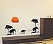 African Elephants Trees Sunset Removable Vinyl Wall Stickers Mural Home Art Decal Kids Room Decor
