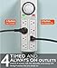 Fosmon Power Strip with Timer, 8 Outlet Surge Protector (4 Timed, 4 Always On), Programmable Indoor Light Timer for Aquarium, Reptile Cage, Grow Light, Fish Tank, Fan, Lamp