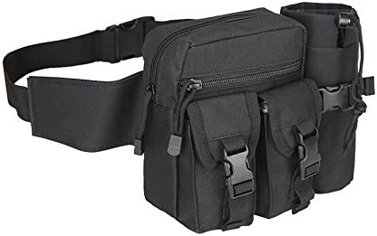 YWIES Tactical Waist Pack with Water Bottle Pocket Holder High-capacity Waterproof Camping Hiking Mountaineering Travelling Outdoor Belt Bag (Black)