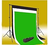 CowboyStudio Photography 10' X 20' Black, White & Chromakey Green Muslin Backdrops with 10 ft Heavy Duty Background Support System With Carrying Case