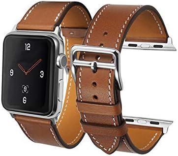 CAILIN Compatible Bands Replacement for IWatch 42mm/44mm Series 5 4 3 2 1,Luxury Genuine Leather Smart Watch Band Strap Single Tour Replacement(Brown, 42mm/44mm)