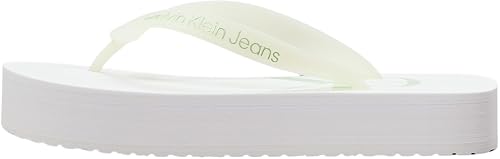 Calvin Klein Jeans Women BEACH SANDAL FLATFORM, Bright White/Cameo Green, 39 EU
