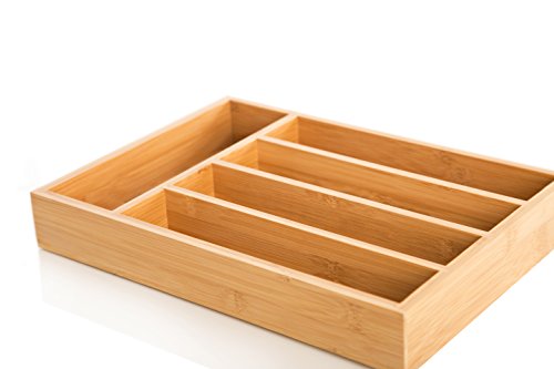 Bamboo Cutlery Tray by Karlstad.Us: Stylish Utensil Drawer Organizer from Natural Bamboo| Double-Wall Reinforced Construction & Rubber Base for Stability| Must-Have Kitchen Utensil Accessory - Thumbnail 6