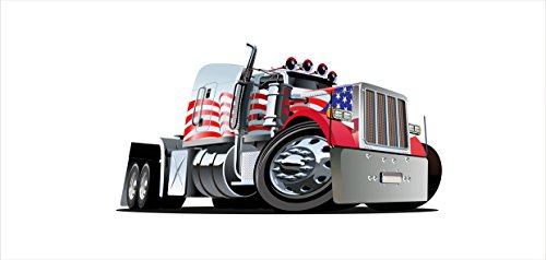 Truck Piggy Bank by Ambesonne, American Flag Themed Semi 18 Wheeler Patriotic Transportation Industrial Vehicle, Printed Ceramic Coin Bank Money Box for Cash Saving, Red White Blue - Thumbnail 3
