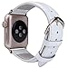 JSGJMY Apple Watch Band 38mm Women Leather Replacement Strap for iWatch Series 2 Series 1 Edition Sport(38mm White+gold Buckle)