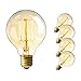 LAKES Vintage Edison Bulb, 60W Retro Incandescent Light Bulb E26 Medium Screw Base, G25 / G80 Classic Amber Glass Incandescent Filament Lamp,360 Degrees Beam Angle, Pack of 4