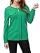 Allegra K Women Split Neck Button Decor Ruched Detail Shirt M Green