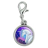 GRAPHICS & MORE Majestic Unicorn Pink Purple Blue Antiqued Bracelet Pendant Zipper Pull Charm with Lobster Clasp