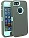 Iphone 5 5S Body Armor Defender - Comparable to Otterbox Defender + 1pc 3ft Data Cable (Dark Grey on Baby Blue Teal)