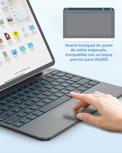 Bettdow Keyboard for iPad Air 11" M4 2026/M3 2025/M2 2024, Spanish Ñ Lightweight Aluminum Alloy Magnetic Floating Design Keyboard with Trackpad for Air 5th/4th 10.9"/iPad Pro 11" 4th/3rd/2nd/1st, Black