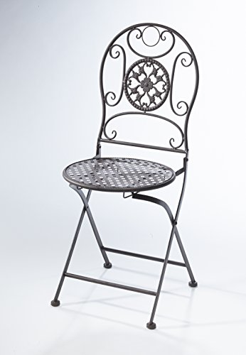 Kobolo Metallstuhl Gartenstuhl Vintage Stuhl aus Metall - klappbar - braun - 91cm – Bild 3