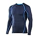 4ucycling Compression Tight Shirt Base Layer Breathable Sleeves Fit Slim Sports Design for Work Out Blue/Black
