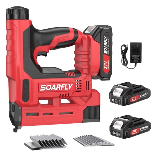 Nail Gun Battery Powered, 18 Gauge 2-in-1 Cordless Brad Nailer Stapler (Includes