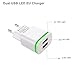 HiSung European Plug Adapter, Max 2.1A 5V Dual European USB Wall Charger Power Adapter Charging Plug with LED Light for iPhone X 8/7/6/6S Plus 5S, iPad, Samsung Galaxy S8/S7/S6 Edge, LG,HTC, Moto