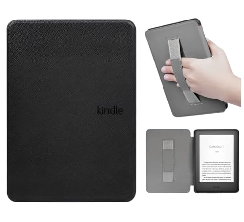 Capa Para Kindle Paperwhite 11ª Geração 6,8” (Modelos 2021 – M2L3EK e M2L4EK) – Auto Hibernação – Fechamento Magnético – Leve, Rígida e com Alça de Suporte (Preto)