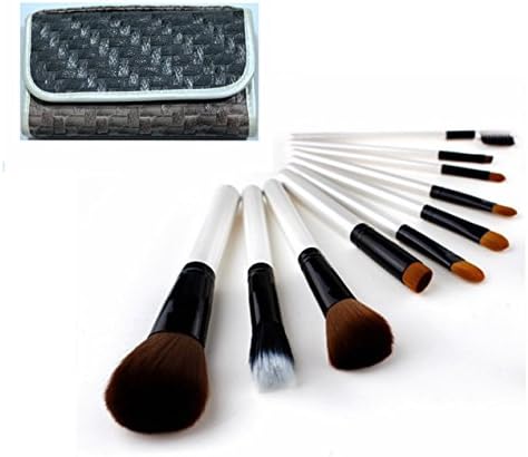 10pcs Makeup Brushes Set Antibacterial Fiber with Bag Synthetic Kabuki Cosmetics Foundation Blending Blush Eyeliner Face Powder Brush Makeup Brush Kit(Black)
