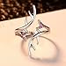 Women’s Ring, Haluoo Sterling Silver Elk Cape Open Ring Adjustable Finger Ring Creative Animal Jewelry Purple Solitaire Diamond Statement Engagement Ring for Women Girls (Silver)thumb 3
