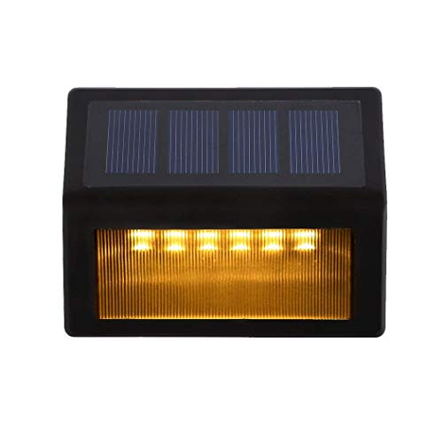 Solar Step Lights Outdoor - Amei 6 LED Solar Deck Lights, Solar Garden Lights, Solar Outdoor Lights Wall Mount, Waterproof Security Lamps for Decks Stairs Patio Pathway Fence (Warm White) (8 Pack)