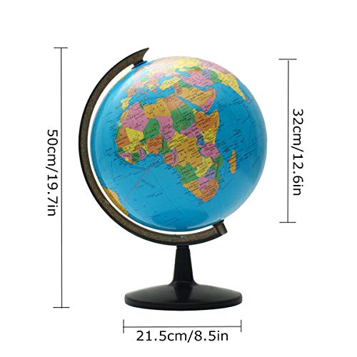 KingSo World Globe, 12.6'' Globe of Perfect Spinning Globe for Kids, Geography Students, Teachers, Easy Rotating Swivel