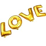 B-G Alphabet balloons 16 INCH Golden LOVE Balloon Set, Romantic Wedding, Bridal Shower, Anniversary,Vow Renewal, Engagement Party, Birthday Décor H013