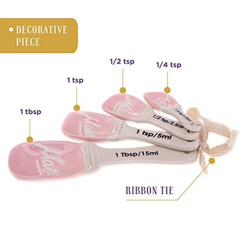 Goodscious-Pink-Ceramic-Mason-Jar-Measuring-Spoons-Spoons-with-Cotton-Ribbon-Tie-Measuring-Dry-and-Liquid-Ingredients-Rustic-Farmhouse-Kitchen-Decor-Cooking-and-Baking-Supplies-4-Piece-Set