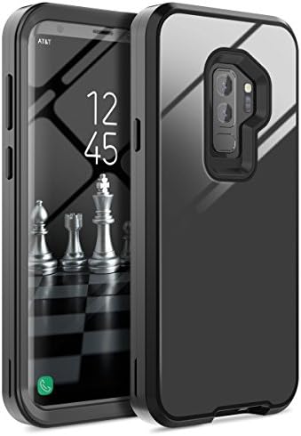 CinoCase Samsung Galaxy S9 plus Case Hard Case PC + TPU Hybrid Mirror Back Panel 3 in 1 S9 Plus Case Detachable Durable Smooth Wear-Resisting Shockproof 360 Full Body Protection Cover Black