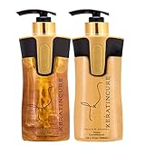 Keratin Cure-Color & Keratin Safe -SULFATE FREE- SHAMPOO AND CONDITIONER SET GOLD AND HONEY BIO BRAZILIAN AFTER CARE 300 ML / 10.14 FL OZ