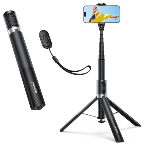 Lamicall 165cm Phone Tripod, Selfie Stick - [Tap-to-Open] Aluminum Tripod for iPhone with Remote & Cold Shoe, Extendable Phone Holder, Compatible with iPhone/Android for Recording Travel Live Stream