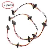 LINESO (2 Pack SATA 15 Pin Male to 4xSATA 15 Pin Female Power Splitter Cables L=19.5Inches (50CM)
