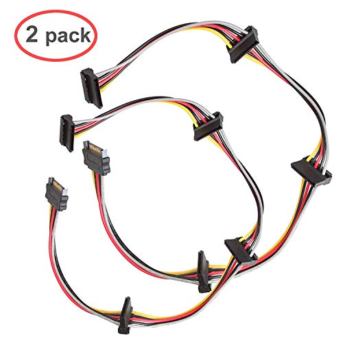 LINESO (2 Pack SATA 15 Pin Male to 4xSATA 15 Pin Female Power Splitter Cables L=19.5Inches (50CM)