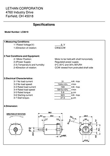 Lethan Rectangular Mini Motor 6V DC, 7,000 RPM (Pack of 5)