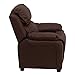 Flash Furniture Charlie LeatherSoft Kids Recliner with Flip-Up Storage Arms and Safety Recline, Contemporary Reclining Chair for Kids, Supports up to 90 lbs., Brown