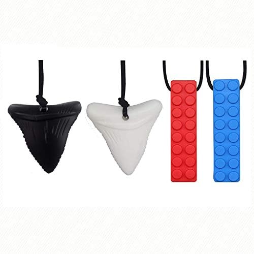 4 Pieces Sensory Chewing Necklace, Tooth Chew Necklace for Kids, Perfect for Children Autism/ADHD/Teething Babies/Sensory/Oral Motor/Anxiety